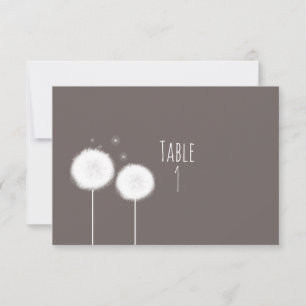 Två Dandelions Taupe Rustic Bordsnummer Card