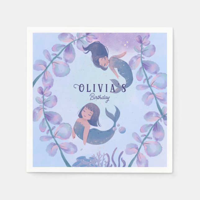 Två dansande sjöjungfru pappersservett (Framsidan)