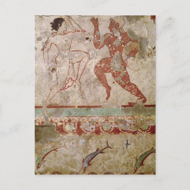 Två dansare och delfiner vykort (Framsida)