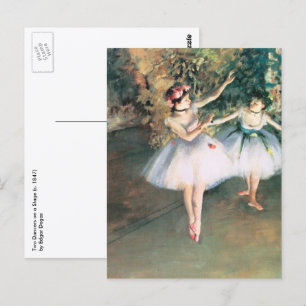 Två dansare på en scen av Edgar Degas, Vintage Art Vykort