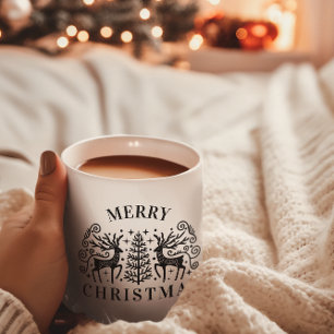 Två Deers God jul Black Kaffemugg