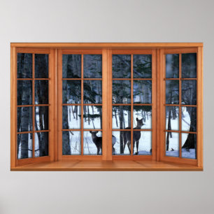 Två deg i Snö Fake Window Illusion Poster