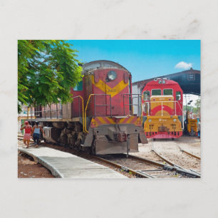 Två diesellocomotives vykort