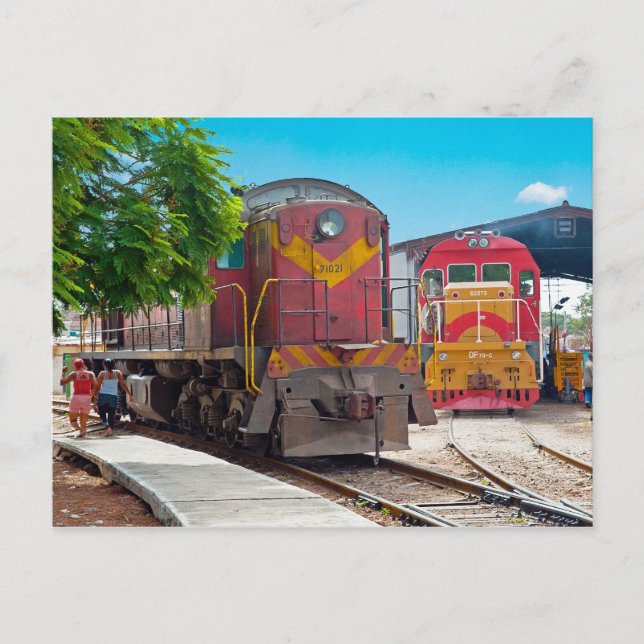 Två diesellocomotives vykort (Framsida)