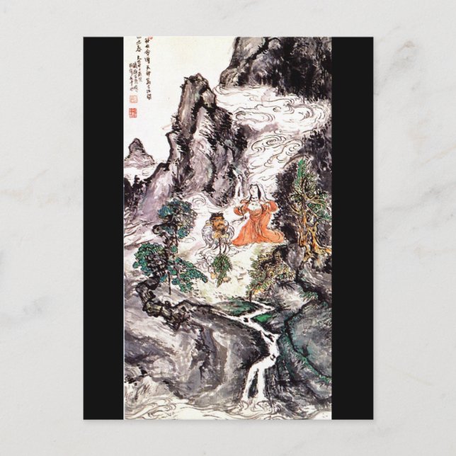 Två diskiniteter som dansar c. 1924 Japansk målnin Vykort (Framsida)