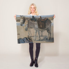 Två Donkey (av Isaac Israels) Fleecefilt