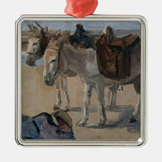 Två Donkey (av Isaac Israels) Julgransprydnad Metall (Framsidan)