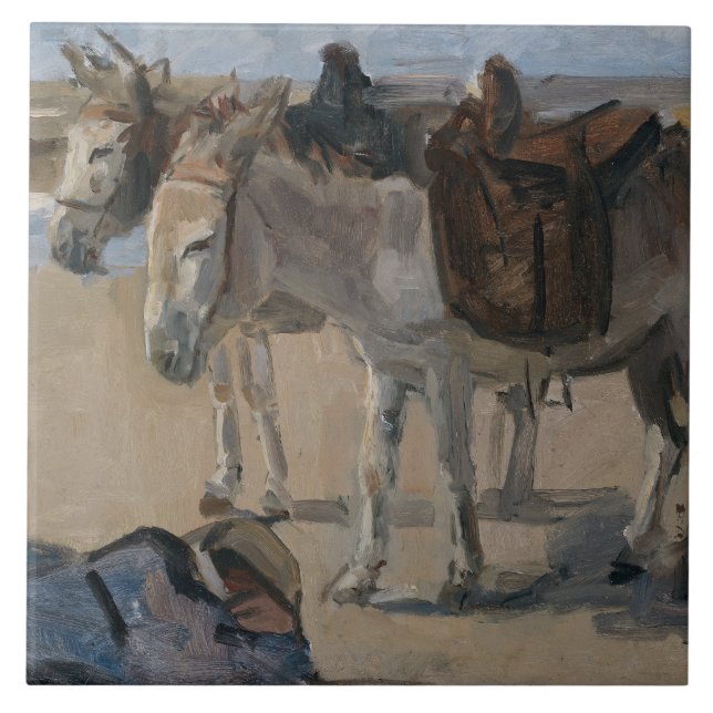Två Donkey (av Isaac Israels) Kakelplatta (Framsidan)