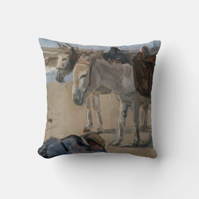 Två Donkey (av Isaac Israels) Kudde (Framsida)