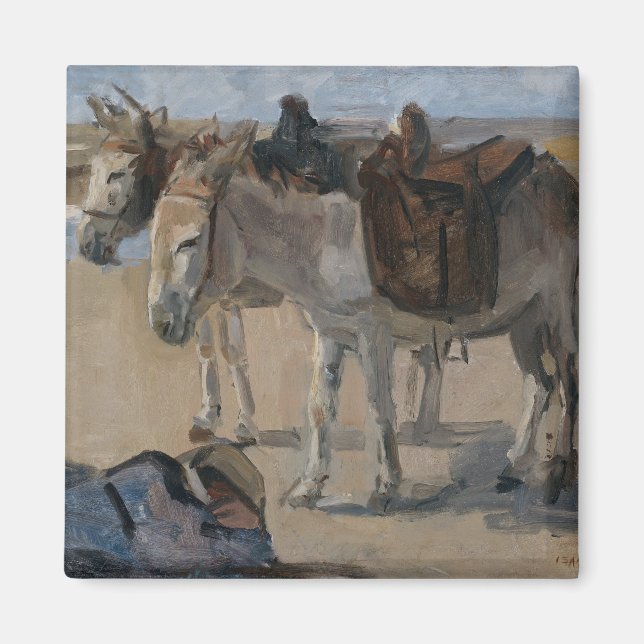 Två Donkey (av Isaac Israels) Magnet (Framsidan)