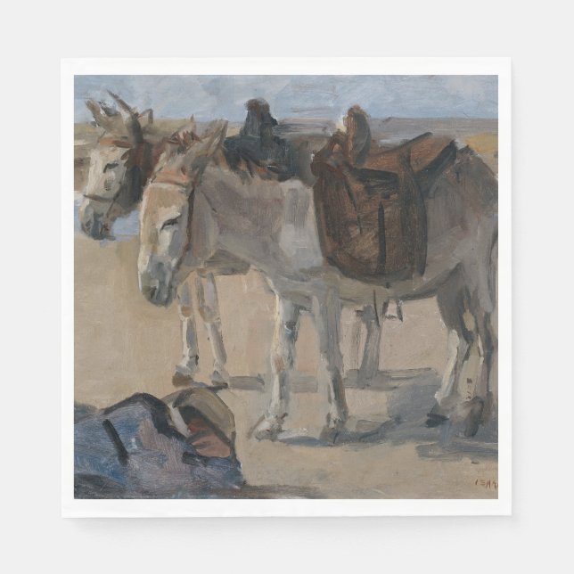 Två Donkey (av Isaac Israels) Pappersservett (Framsidan)
