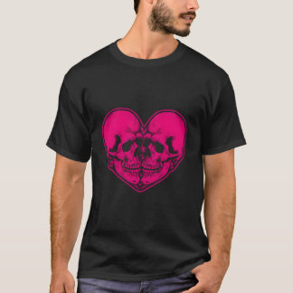 Två Döskallar ger formen av en hjärtklappad slump T Shirt