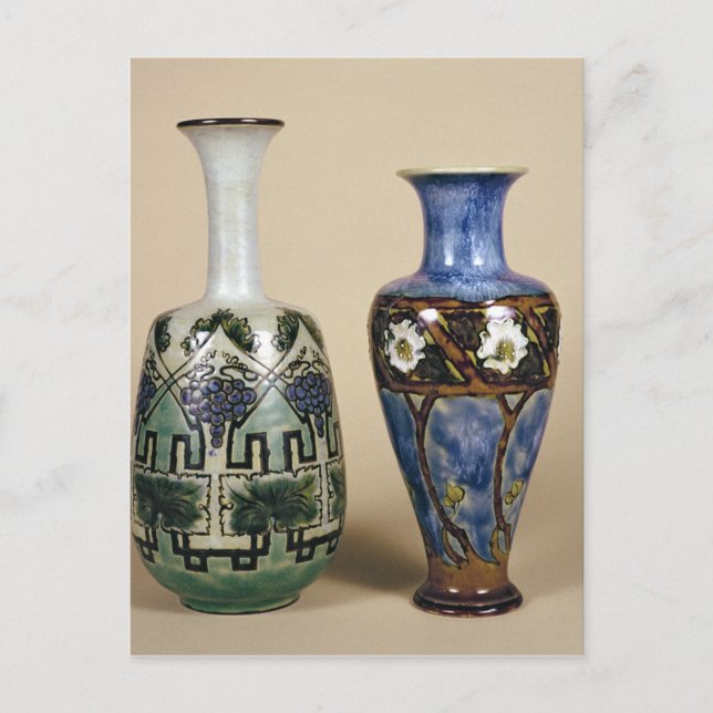 Två Doulton vas av Eliza Simmans, c.1880 Vykort (Framsida)