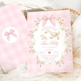 Två dumma gås rosa båge flicka 2-årsdag inbjudningar