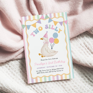 Två dumma gäss Mjuk Pastell Randig 2-årsdag Inbjudningar