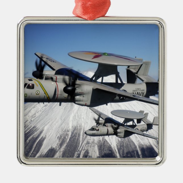 Två E-2C Hawkeyes flyger Julgransprydnad Metall (Framsidan)