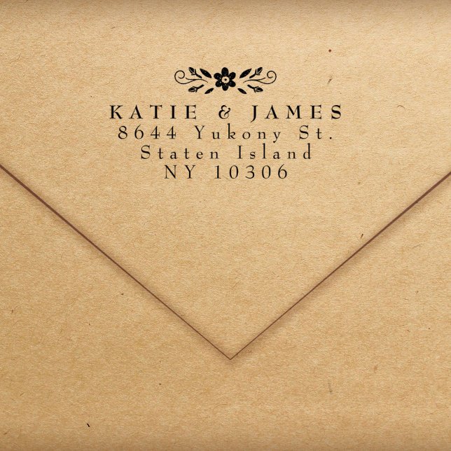 Två efternamn Modern Chic par Returadress Självfärgande Stämpel (Skapare uppladdad)