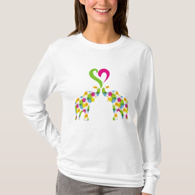 Två elefanter i kärlek t shirt (Framsida)