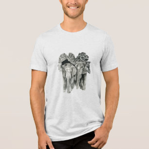 Två elefanter med löv t shirt