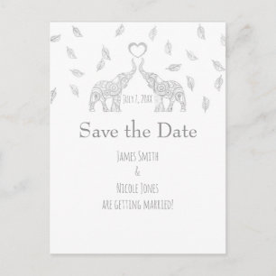 Två elefanter Silver Höst Bröllop Spara Datum Meddelande Vykort