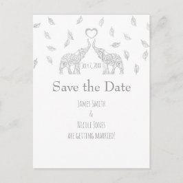 Två elefanter Silver Höst Bröllop Spara Datum Meddelande Vykort