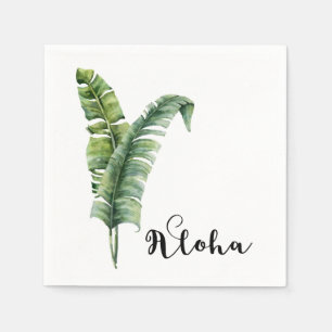 Två Eleganta Palmblad Tropisk Aloha Bröllop Pappersservett