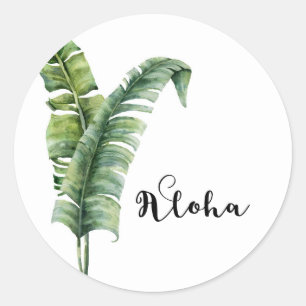 Två Eleganta Palmblad Tropisk Aloha Bröllop Runt Klistermärke