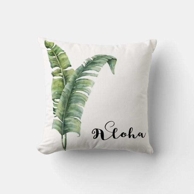 Två Eleganta Palmblad Tropisk Aloha Chic Kudde (Framsida)