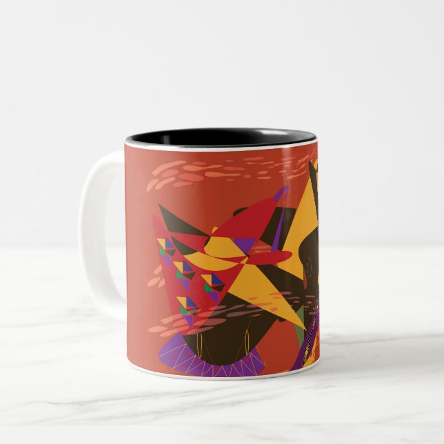 Två Eleganta Svarta Kvinnor Två-Tonad Mugg (Framsida vänster)