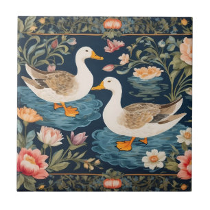 Två Eleganter Ankor William Morris Inspired Kakelplatta