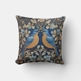 Två Eleganter Blue Birds William Morris Inspired Kudde
