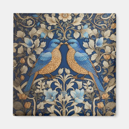 Två Eleganter Blue Birds William Morris Inspired Magnet