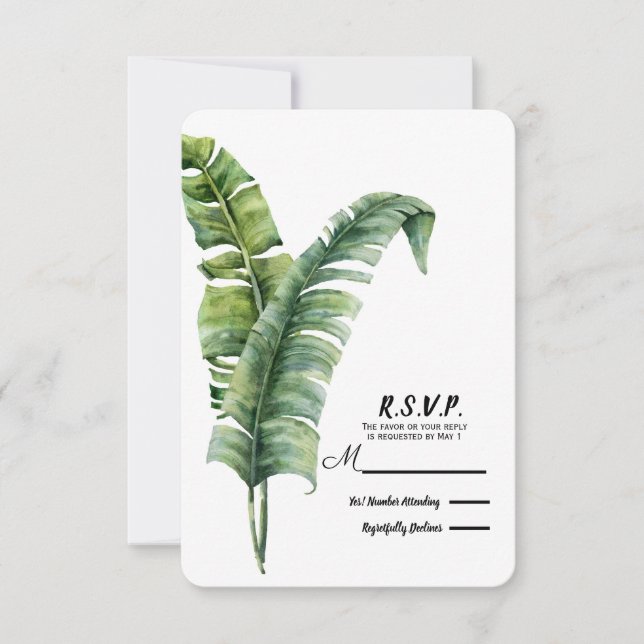 Två Eleganter Handflatan Löv Tropical Bröllop OSA (Framsida)