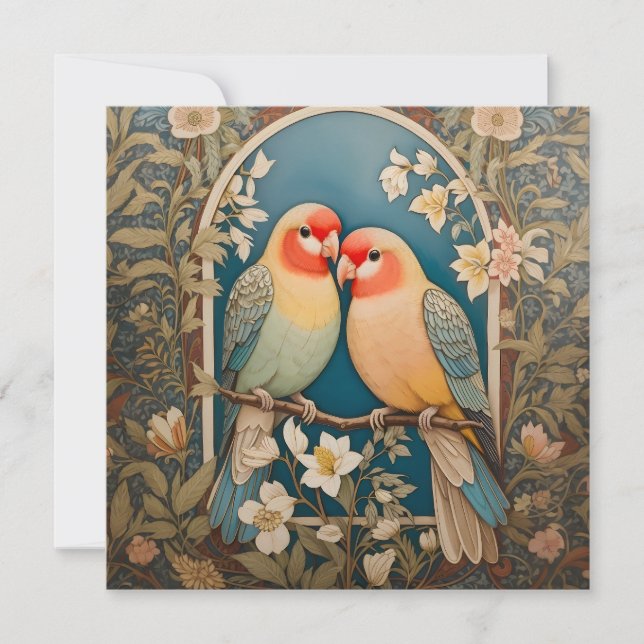 Två Eleganters Lovebird Vintage Blommigt (Framsida)
