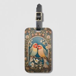 Två Eleganters Lovebird Vintage Blommigt Bagagebricka