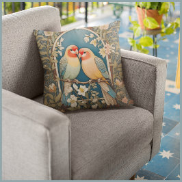 Två Eleganters Lovebird Vintage Blommigt Kudde