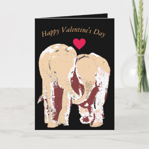 Två Elephants Holding Trunks Valentine-kort Helgkort