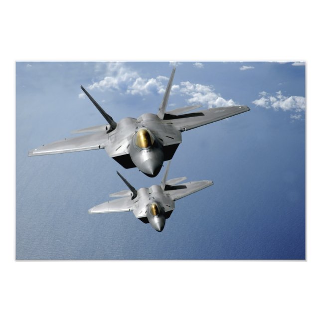 Två F-22 Raptors flyger över Stilla havet 2 Fototryck (Framsidan)