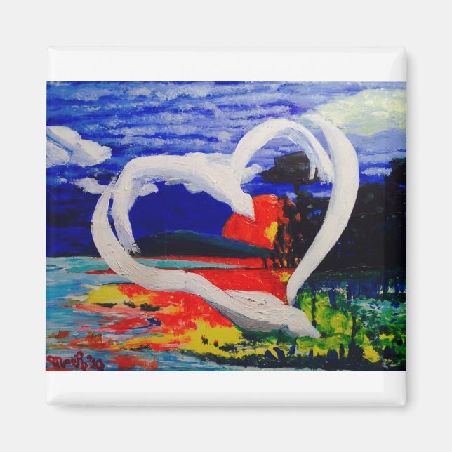 Två fågelbegrepp magnet (Framsidan)