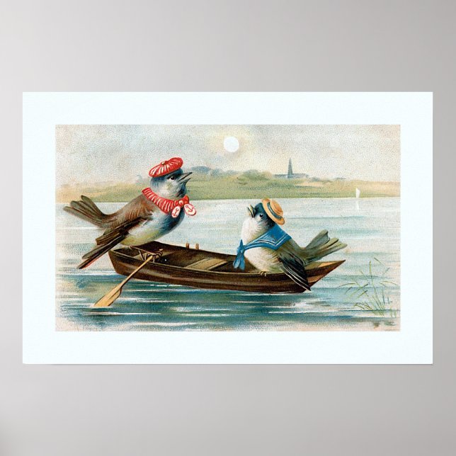 Två fåglar i en båt poster (Framsidan)