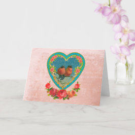 Två fåglar i en hjärtans Valentine Kort