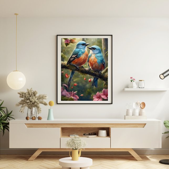 Två fåglar i fotoutskrift i Kärlek Fototryck (Two Birds in Love Photo Print)