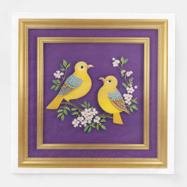 Två fåglar i Ornate Guld Ram Pappersservett