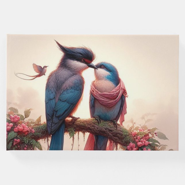 Två fåglar Platt tackkort Gästböcker (Framsida)