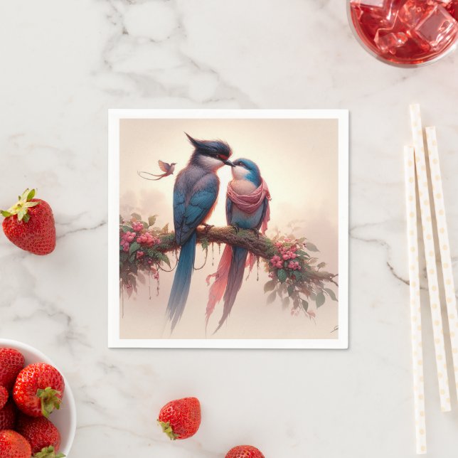 Två fåglar (platta tack-kort) pappersservett (Insitu)