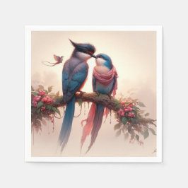 Två fåglar (platta tack-kort) pappersservett