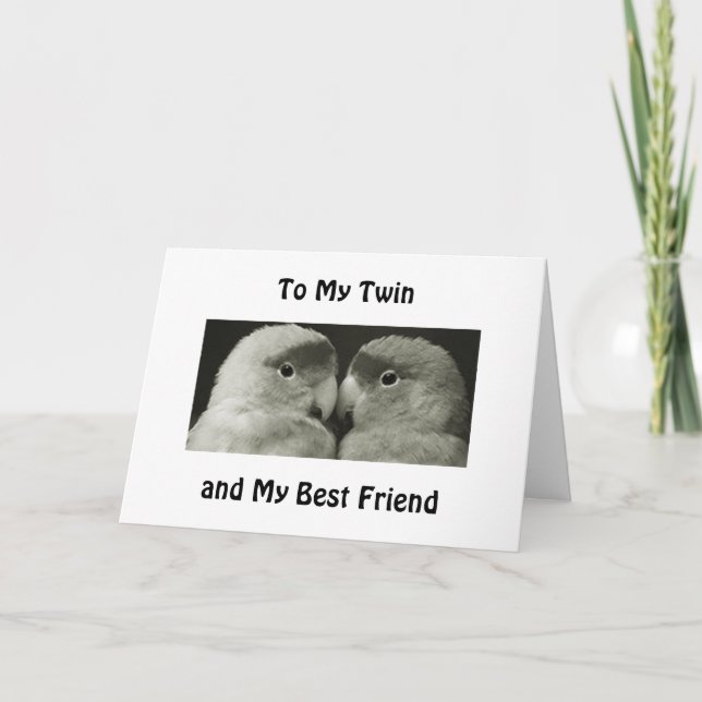 TVÅ FÅGLAR SÄGER GRATTIS PÅ FÖDELSEDAGEN TILL MIN  KORT (Framsida)