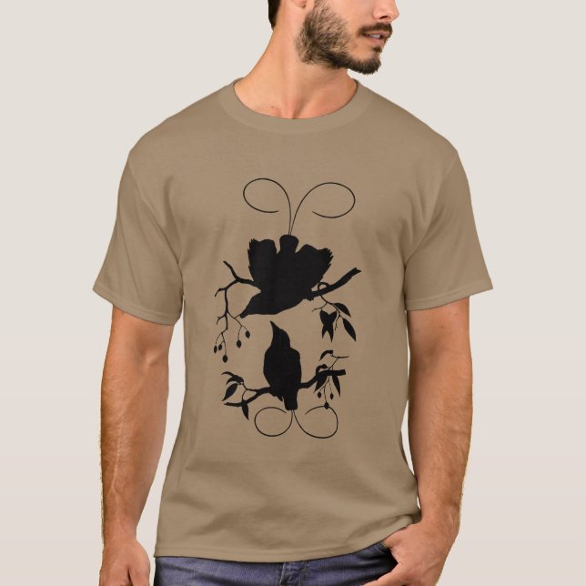 Två fåglar Vector roligt T Shirt (Framsida)