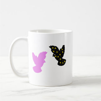 Två fåglar Zodiac-mugg • Tvilling himmelska silhue Kaffemugg