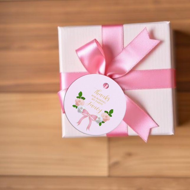 Två Fancy Bow Blommig Födelsedag Gåvor Etiketter (Skapare uppladdad)